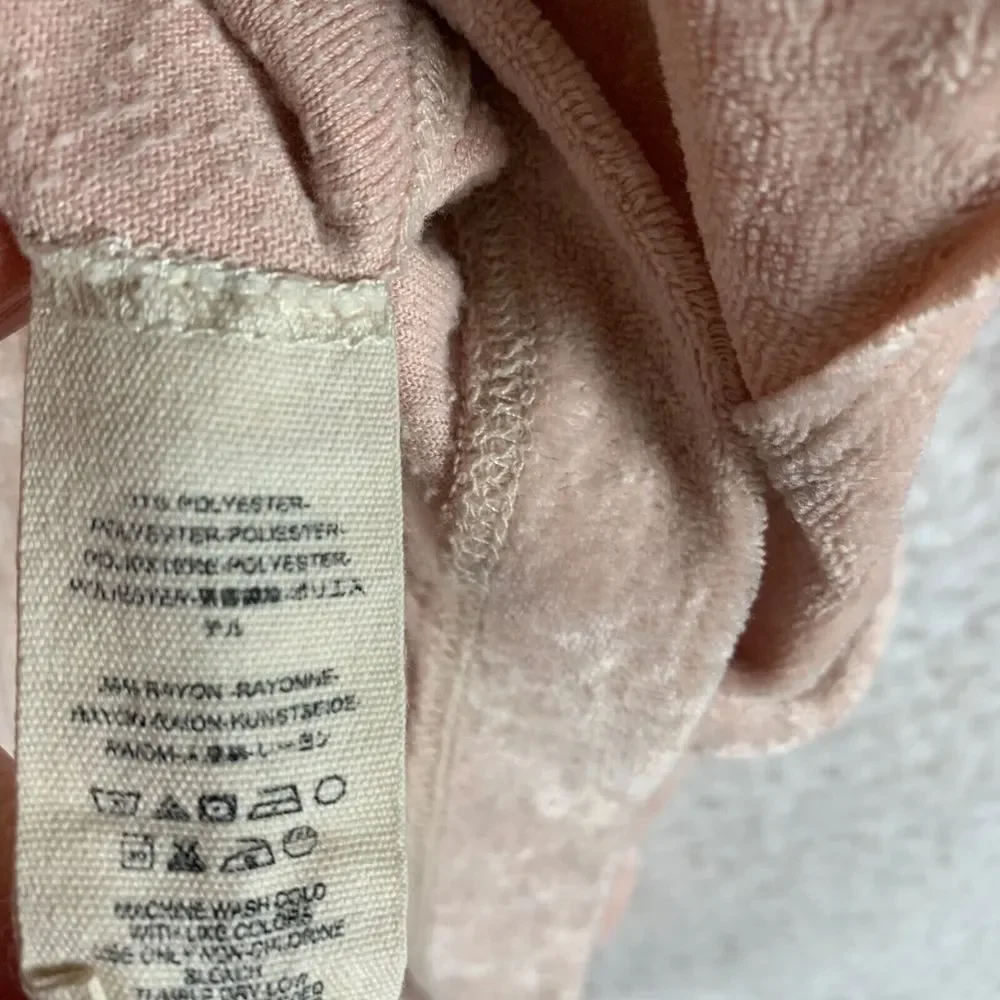 Free People Women's Puff Long Sleeve Light Pink Velvet Pullover Sweater Size‎ M